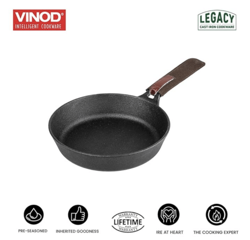 Vinod Legacy Pre Seasoned Cast Iron/Loha Frypan - 22 cm | Naturally Non Stick Skillet Pan for Frying | 100% Pure | Toxin Free, Enamel Free | Rust Proof | Gas Base - Image 3